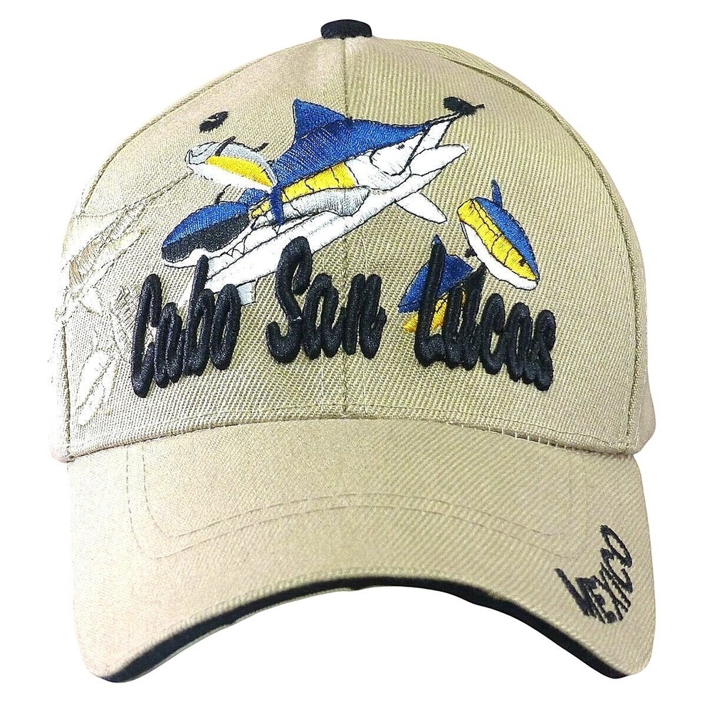 Cabo San Lucas Mexico Souvenir Baseball Cap‎ Tan Khaki Marlin Fishing Hat